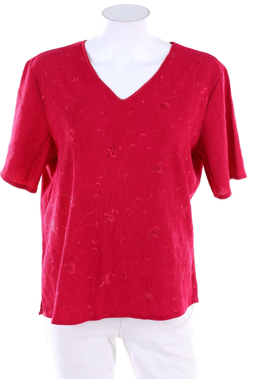 TOGETHER! - Kurzarm-Bluse mit Stickereien - D 40
