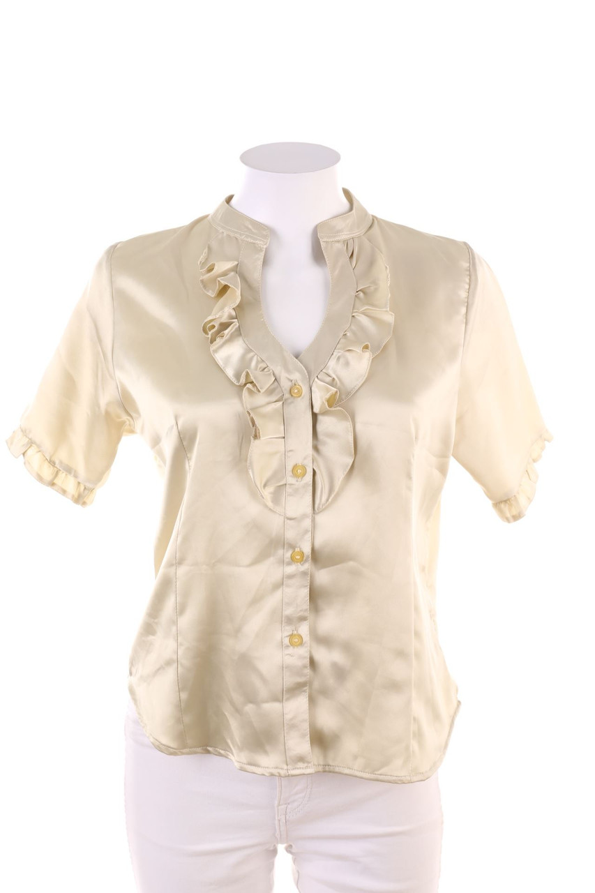 SECONDHAND - Satin Shortsleeve Blouse with Frills - S