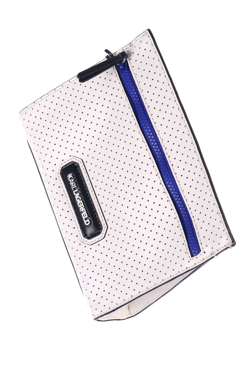 Karl Lagerfeld - Clutch-Tasche aus Leder mit Logo-Applikation