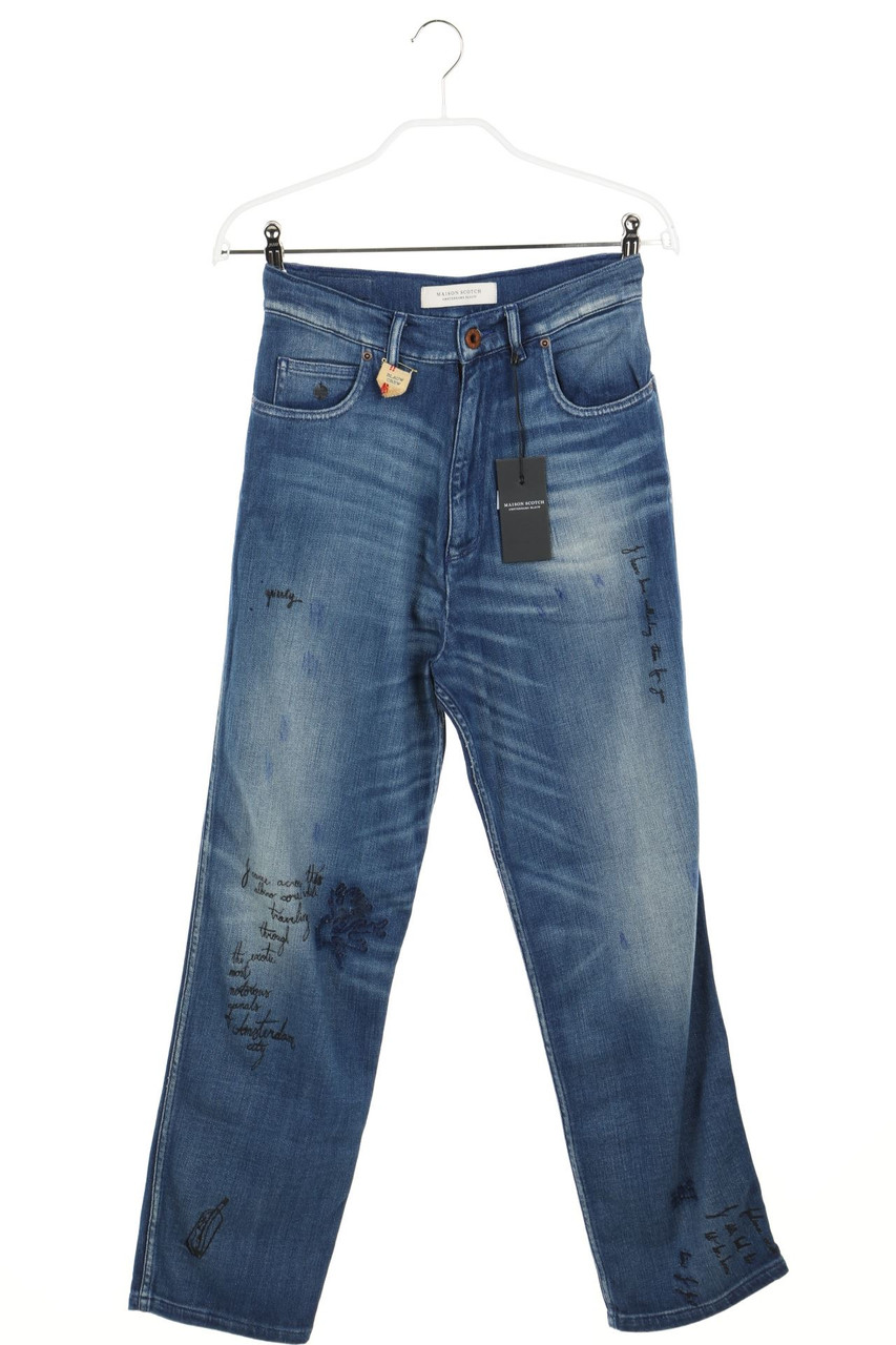MAISON SCOTCH - Used Look Straight Cut Jeans mit Print - W24