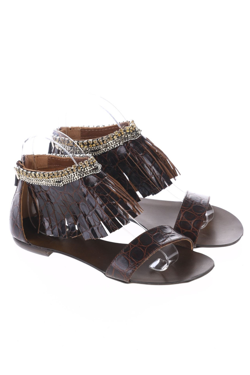 SGN GIANCARLO PAOLI - Sandalen aus Leder mit Fransen im Boho-Stil