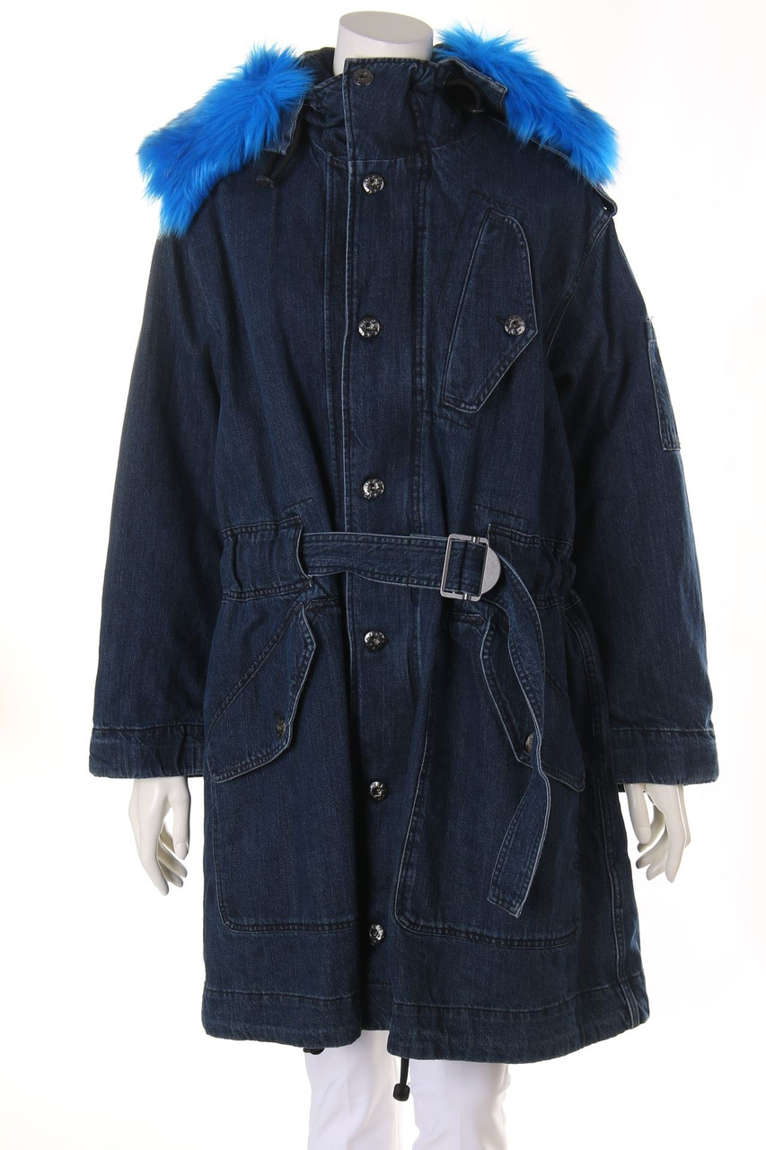 DIESEL - Denim Coat with Faux-Fur Trim - S