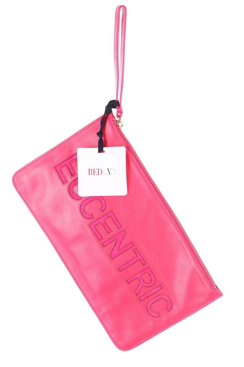 RED VALENTINO - Clutch-Tasche aus echtem Leder mit Logo-Prägung