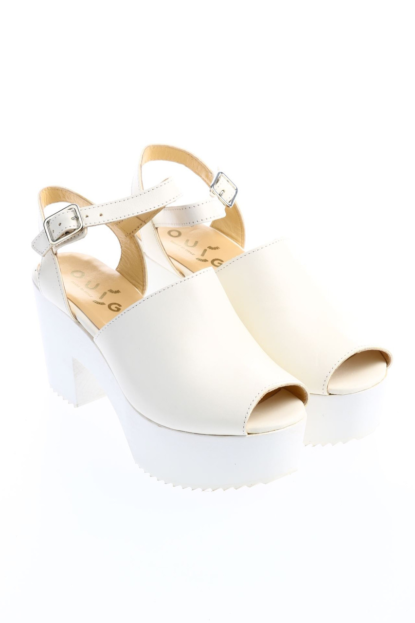 OUIGAL - Plateau-Peeptoe-Pumps aus Leder